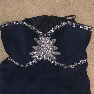 Navy and Silver Prom Dress